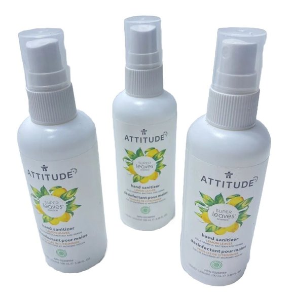 Attitude Vegan Lemon Leaves Hand Cleaner Spray 3pc Sanitizer Spray Set 100ml New - Picture 1 of 4